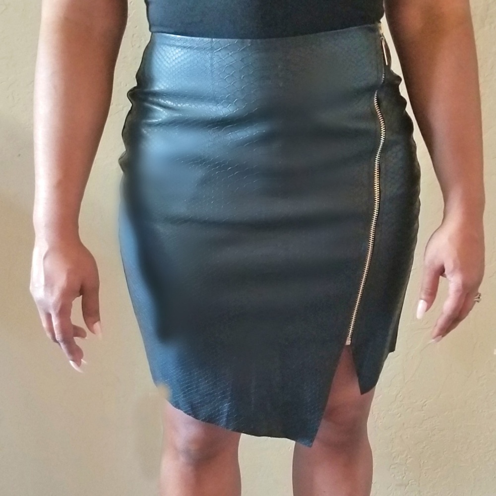 Lucy Paris Vegan Zip Front Skirt